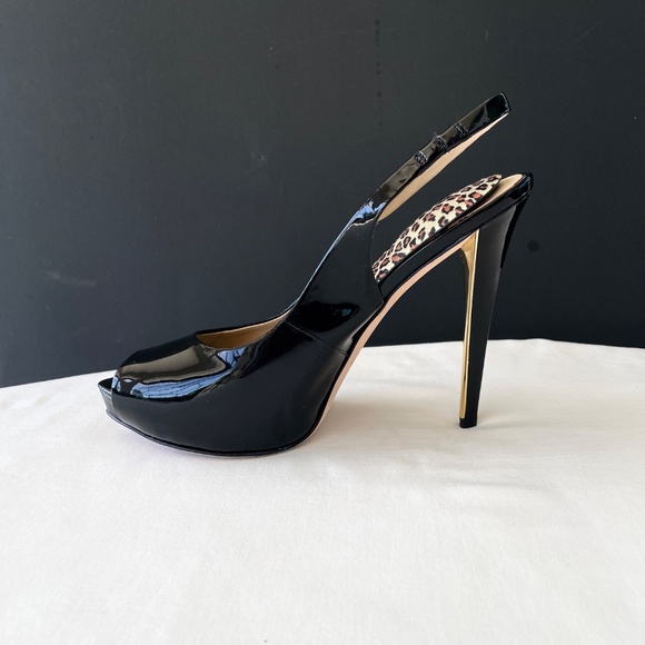 Marciano Black Patent Prep Toe Pump Slingback Heels Women’s Size 8M/38 EXC - Picture 6 of 16